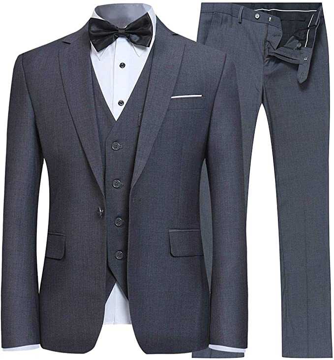 YFFUSHI Men's Slim Fit 3 Piece Suit One Button Business Wedding Prom Suits Blazer Tux Vest & Trousers